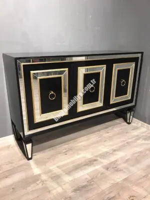 SİYAH AYNALI KONSOL 150CM