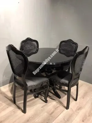 SİYAH PARLAK HASIRLI TAKIM