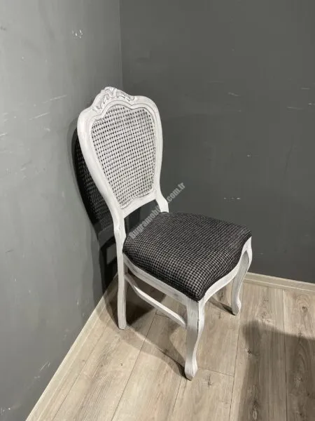HASIRLI KLASİK SANDALYE OYMALI SİYAH SİLMR