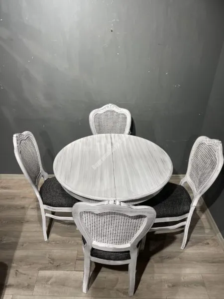 HASIRLI KLASİK SANDALYE BABA MASA TAKIM SİYAH SİLME