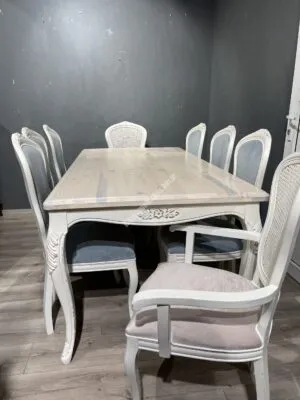 ÇİÇEKLİ COUNTRY MASA SANDALYE TAKIMI MEŞE