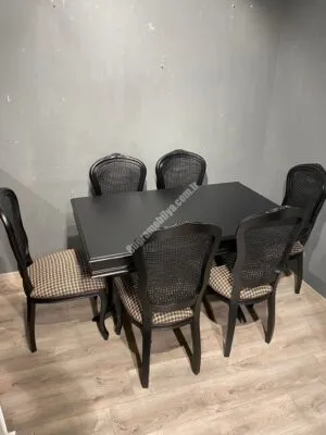 DİKDÖRTGEN BABA MASA COUNTRY SANDALYE TAKIM SİYAH