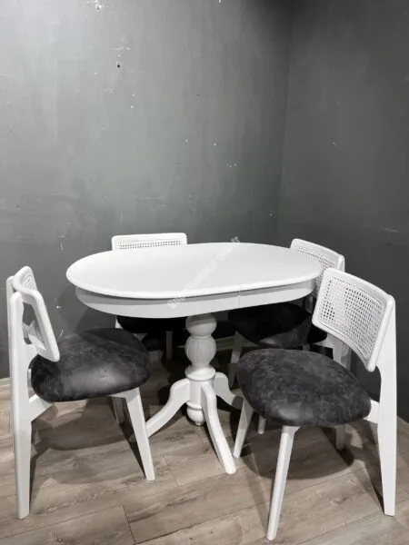 ZOİ SANDALYE OVEL BABA TAKIM BEYAZ