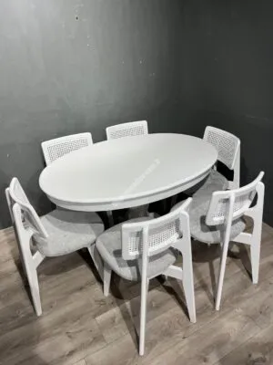 ZOİ SANDALYE OVEL BABA MASA TAKIM BEYAZ