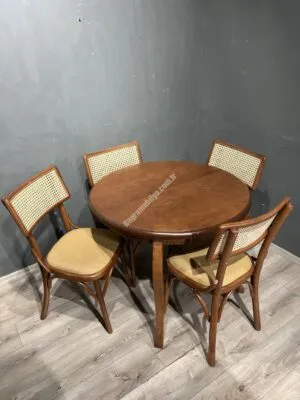 4AYAK YUVARLAK MASA SOFA SANDALYE TAKIM CEVİZ