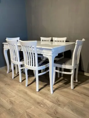 RUSTİK MASA ŞERİF SANDALYE TAKIM BEYAZ