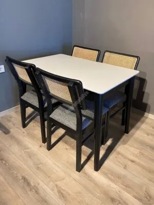 Retro Masa 110luk Lizbon Sandalye Takım Siyah