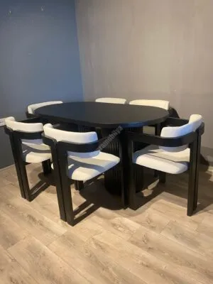 Ptt Masa Çift Ayak  T sandalye Takım Siyah