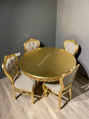 Baba Masa 120Lik Klasik Sandalye Takım Altın Varak