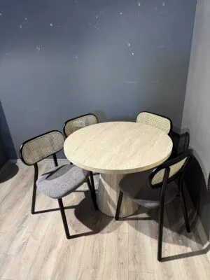 Traverten Masa 100lük Paris Sandalye Takım