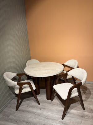 Sutün Traverten Masa Hanzade Takım Ceviz